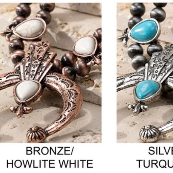 Navajo Bronze , white howlite white half moon Bottom Necklace - Picture 6 of 9